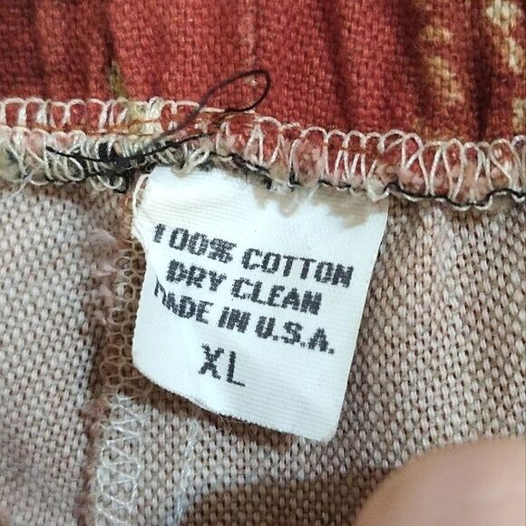 Women's Size XL 100% Cotton Long Floral Pants with Pockets and Scrunch Waist - Picture 5 of 7